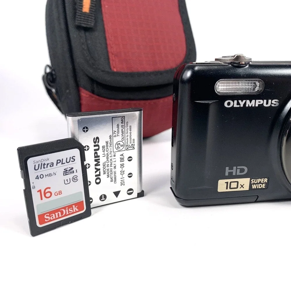 Olympus‎ VR-310 14mp Digital Camera w/ 3 Batteries Charger SD Card & Bag TESTED